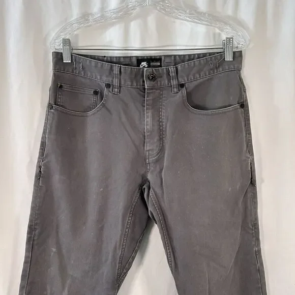 Nike SB Jeans Men's 32 Grey Distressed Cotton Blend Button Zip Vented Flaws - Picture 2 of 14